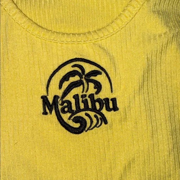 Tiger Mist Yellow Tank Top Malibu Crop Size Small - Picture 3 of 7